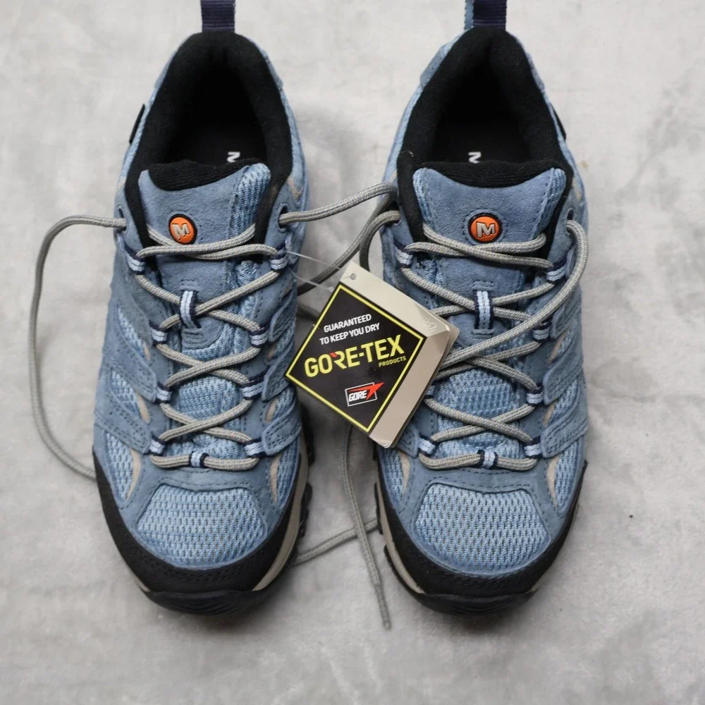 Merrell Womens 8.5 Hiking Shoes Blue Moab 3 GTX Suede Mesh Vibram Gore-Tex NEW
